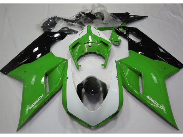 Glänzend Grün & Weiß 2007-2014 Ducati 848 1098 1198 Motorrad Verkleidungen Glänzend Grün & Weiß 2007-2014 Ducati 848 1098 1198 Motorrad Verkleidungen