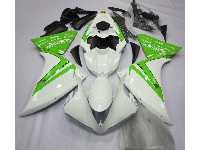 Glänzend Weiß & Grün 2012-2014 Yamaha R1 Motorrad Verkleidungen Glänzend Weiß & Grün 2012-2014 Yamaha R1 Motorrad Verkleidungen