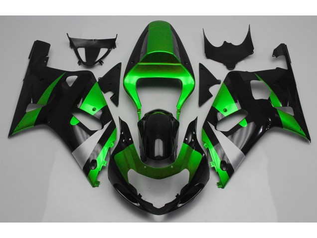 Glänzend Grün & Schwarz 2001-2003 Suzuki GSXR 600-750 Motorrad Verkleidungen Glänzend Grün & Schwarz 2001-2003 Suzuki GSXR 600-750 Motorrad Verkleidungen