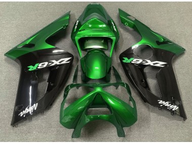 Glänzend Grün & Schwarz 2003-2004 Kawasaki ZX6R Motorrad Verkleidungen
