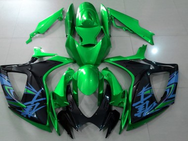 Glänzend Grün & Schwarz 2006-2007 Suzuki GSXR 600-750 Motorrad Verkleidungen