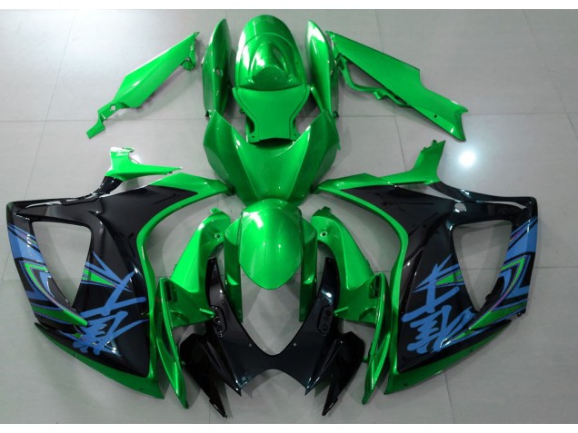 Glänzend Grün & Schwarz 2006-2007 Suzuki GSXR 600-750 Motorrad Verkleidungen Glänzend Grün & Schwarz 2006-2007 Suzuki GSXR 600-750 Motorrad Verkleidungen