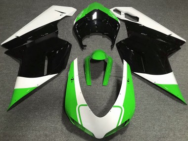 Glänzend Grün Weiß & Schwarz 2007-2014 Ducati 848 1098 1198 Motorrad Verkleidungen