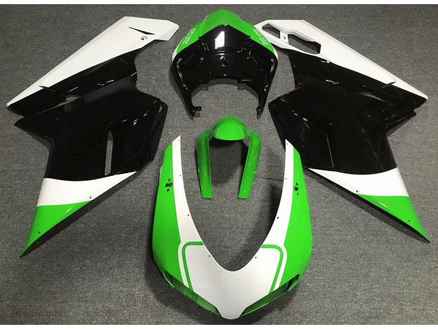Glänzend Grün Weiß & Schwarz 2007-2014 Ducati 848 1098 1198 Motorrad Verkleidungen Glänzend Grün Weiß & Schwarz 2007-2014 Ducati 848 1098 1198 Motorrad Verkleidungen