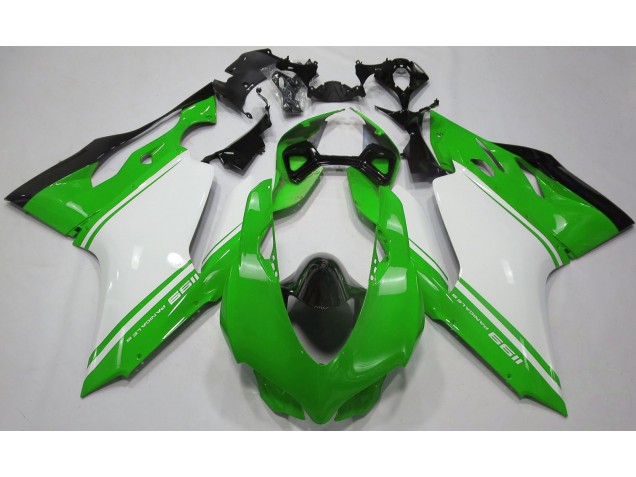 Glänzend Grün Weiß & Schwarz 2011-2014 Ducati 1199 Motorrad Verkleidungen Glänzend Grün Weiß & Schwarz 2011-2014 Ducati 1199 Motorrad Verkleidungen
