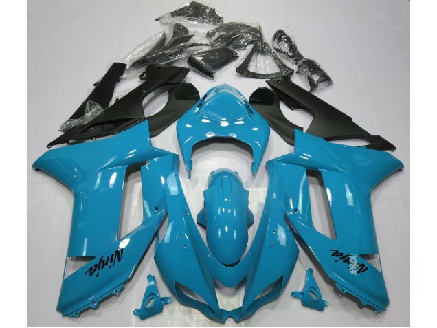 Glänzend Hellblau 2007-2008 Kawasaki ZX6R Motorrad Verkleidungen Glänzend Hellblau 2007-2008 Kawasaki ZX6R Motorrad Verkleidungen