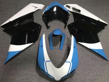Glänzend Hellblau Weiß & Schwarz 2007-2014 Ducati 848 1098 1198 Motorrad Verkleidungen