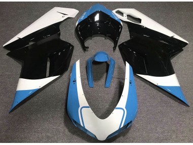 Glänzend Hellblau Weiß & Schwarz 2007-2014 Ducati 848 1098 1198 Motorrad Verkleidungen