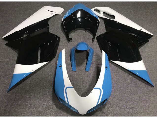Glänzend Hellblau Weiß & Schwarz 2007-2014 Ducati 848 1098 1198 Motorrad Verkleidungen Glänzend Hellblau Weiß & Schwarz 2007-2014 Ducati 848 1098 1198 Motorrad Verkleidungen