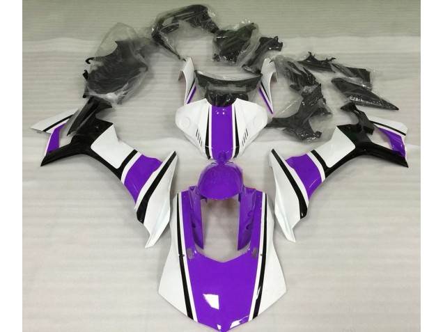 Glänzend Weiß Lila & Schwarz 2015-2019 Yamaha R1 Motorrad Verkleidungen Glänzend Weiß Lila & Schwarz 2015-2019 Yamaha R1 Motorrad Verkleidungen