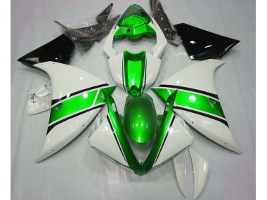 Glänzend Weiß & Metallic Grün 2009-2011 Yamaha R1 Motorrad Verkleidungen