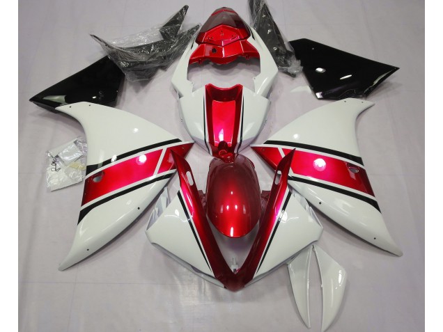 Glänzend Weiß & Metallic Rot 2009-2011 Yamaha R1 Motorrad Verkleidungen Glänzend Weiß & Metallic Rot 2009-2011 Yamaha R1 Motorrad Verkleidungen