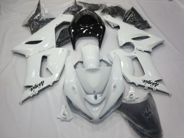 Glänzend Weiß Mit Schwarzem Heck 2005-2006 Kawasaki ZX6R Motorrad Verkleidungen