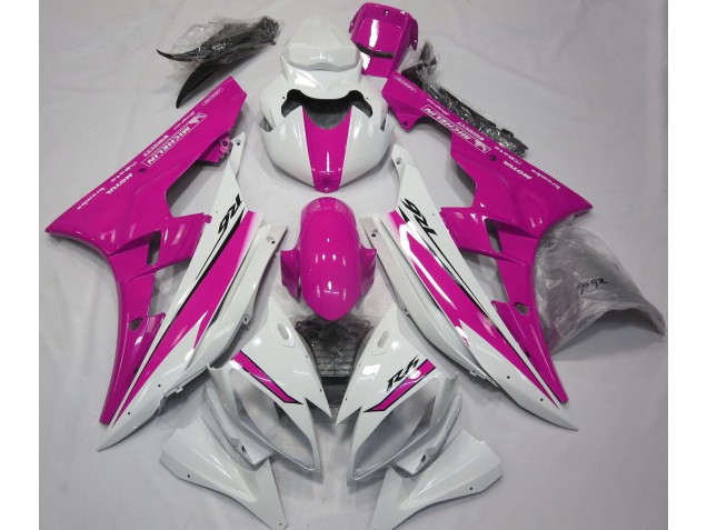 Glänzend Weiß & Pink 2006-2007 Yamaha R6 Motorrad Verkleidungen Glänzend Weiß & Pink 2006-2007 Yamaha R6 Motorrad Verkleidungen