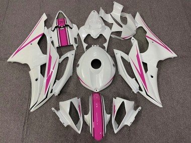 Glänzend Weiß & Pink 2008-2016 Yamaha R6 Motorrad Verkleidungen