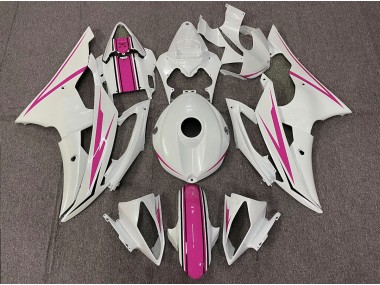 Glänzend Weiß & Pink 2008-2016 Yamaha R6 Motorrad Verkleidungen