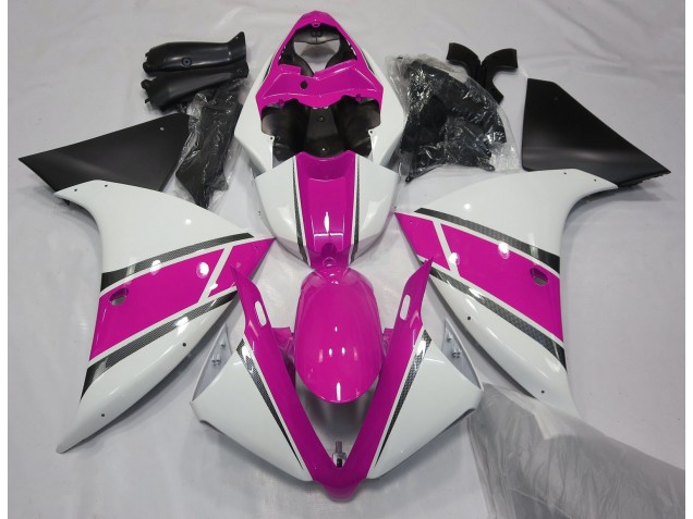 Glänzend Weiß & Pink 2009-2011 Yamaha R1 Motorrad Verkleidungen Glänzend Weiß & Pink 2009-2011 Yamaha R1 Motorrad Verkleidungen
