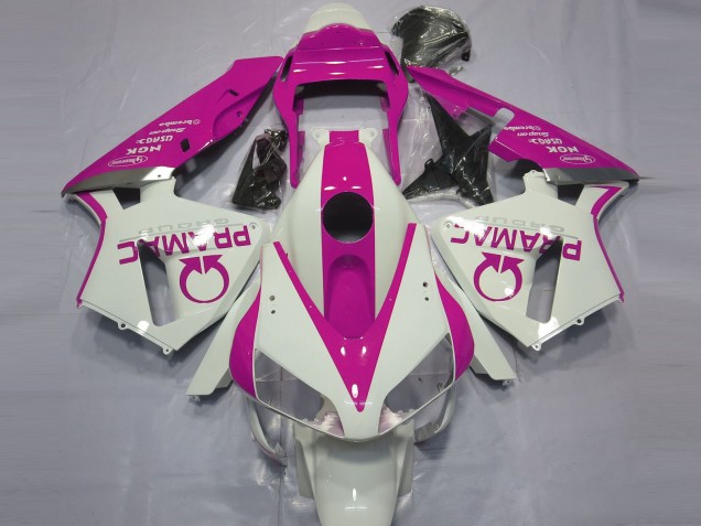 Glänzend Weiß & Rosa Pramac 2003-2004 Honda CBR600RR Motorrad Verkleidungen Glänzend Weiß & Rosa Pramac 2003-2004 Honda CBR600RR Motorrad Verkleidungen