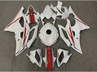 Glänzend Weiß & Rot 2008-2016 Yamaha R6 Motorrad Verkleidungen