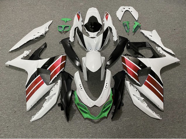 Glänzend Weiß Rot Schwarz & Grün 2009-2016 Suzuki GSXR 1000 Motorrad Verkleidungen Glänzend Weiß Rot Schwarz & Grün 2009-2016 Suzuki GSXR 1000 Motorrad Verkleidungen
