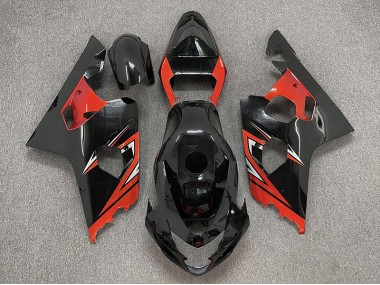 Glänzend Schwarz & Rot 2004-2005 Suzuki GSXR 600-750 Motorrad Verkleidungen