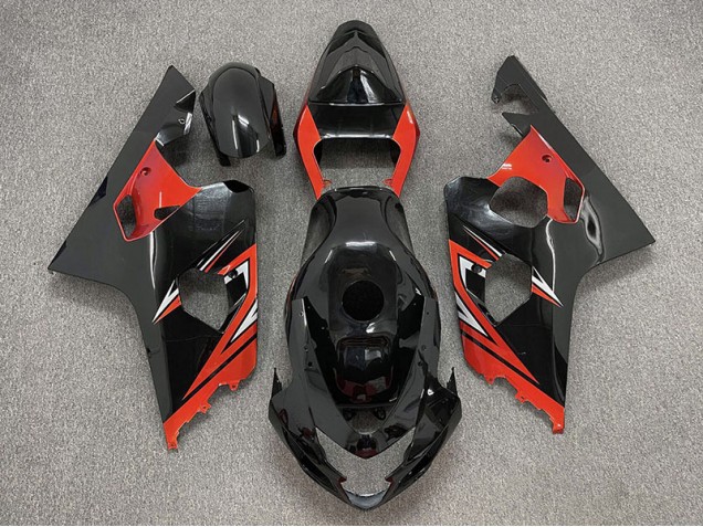 Glänzend Schwarz & Rot 2004-2005 Suzuki GSXR 600-750 Motorrad Verkleidungen Glänzend Schwarz & Rot 2004-2005 Suzuki GSXR 600-750 Motorrad Verkleidungen