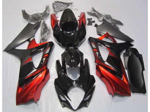 Glänzend Schwarz & Rot 2007-2008 Suzuki GSXR 1000 Motorrad Verkleidungen Glänzend Schwarz & Rot 2007-2008 Suzuki GSXR 1000 Motorrad Verkleidungen