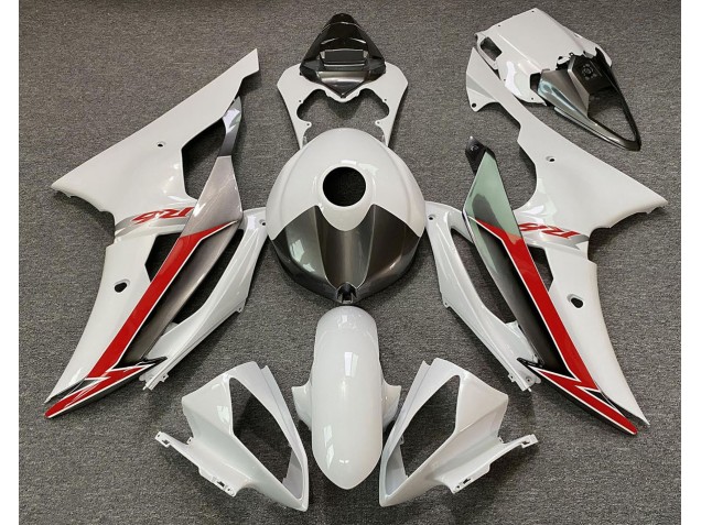 Glänzend Weiß Silber & Rot 2008-2016 Yamaha R6 Motorrad Verkleidungen Glänzend Weiß Silber & Rot 2008-2016 Yamaha R6 Motorrad Verkleidungen