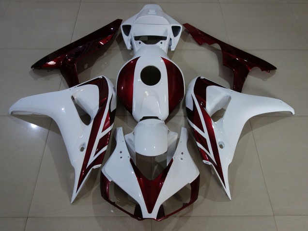 Glänzend Weiß & Tiefrot 2006-2007 Honda CBR1000RR Motorrad Verkleidungen Glänzend Weiß & Tiefrot 2006-2007 Honda CBR1000RR Motorrad Verkleidungen