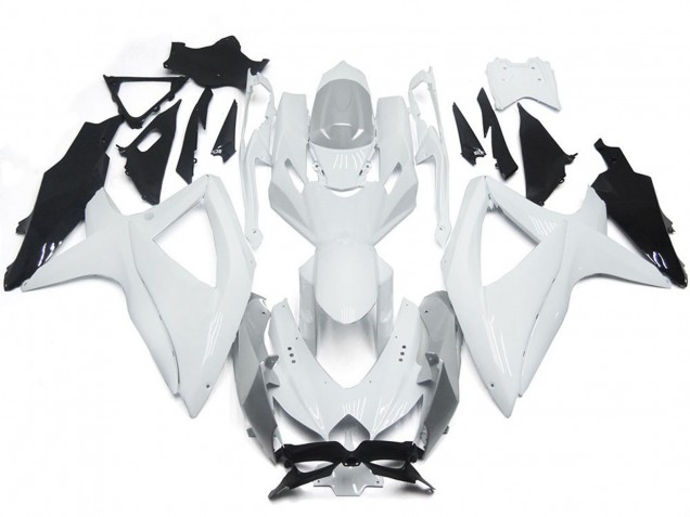 Glänzendes Glänzend Weiß Mit Silber 2008-2010 Suzuki GSXR 600-750 Motorrad Verkleidungen Glänzendes Glänzend Weiß Mit Silber 2008-2010 Suzuki GSXR 600-750 Motorrad Verkleidungen