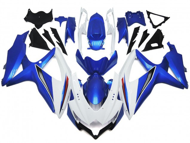 Glänzendes Glänzend Weiß Mit Silber & Blau 2008-2010 Suzuki GSXR 600-750 Motorrad Verkleidungen Glänzendes Glänzend Weiß Mit Silber & Blau 2008-2010 Suzuki GSXR 600-750 Motorrad Verkleidungen