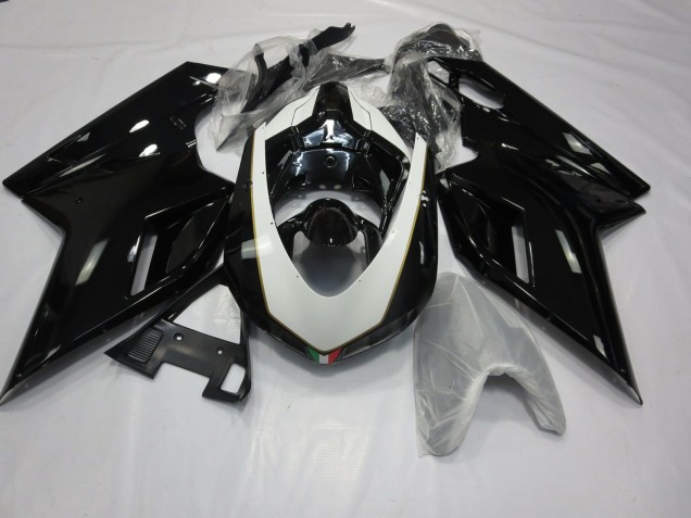 Glänzendes Schwarz & Weiß 2007-2014 Ducati 848 1098 1198 Motorrad Verkleidungen Glänzendes Schwarz & Weiß 2007-2014 Ducati 848 1098 1198 Motorrad Verkleidungen