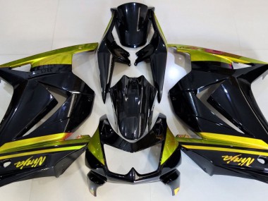 Glänzendes Schwarz & Gelb 2008-2012 Kawasaki Ninja 250 Motorrad Verkleidungen