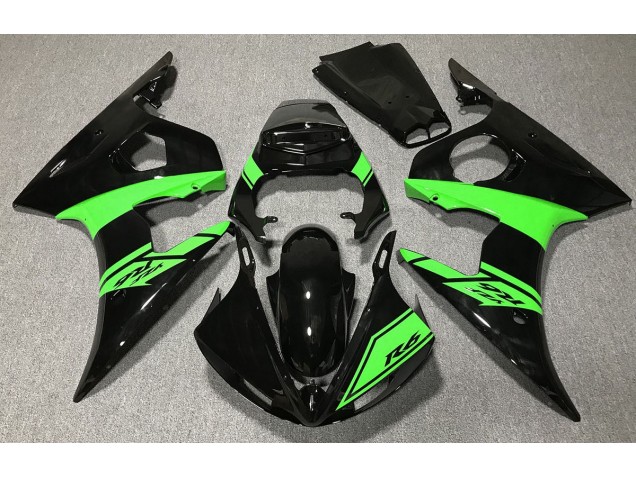 Glänzendes Schwarz & Grün 2003-2004 Yamaha R6 Motorrad Verkleidungen Glänzendes Schwarz & Grün 2003-2004 Yamaha R6 Motorrad Verkleidungen