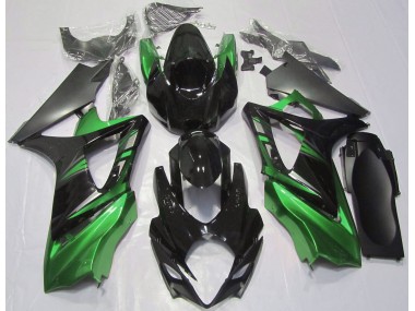 Glänzendes Schwarz & Grün 2007-2008 Suzuki GSXR 1000 Motorrad Verkleidungen