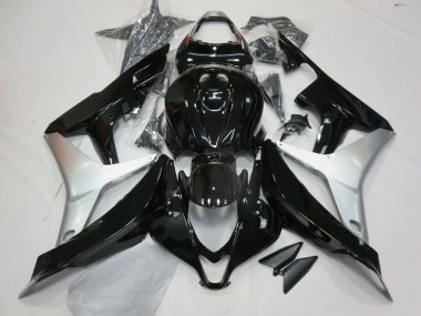 Glänzendes Schwarz & Silber 2007-2008 Honda CBR600RR Motorrad Verkleidungen