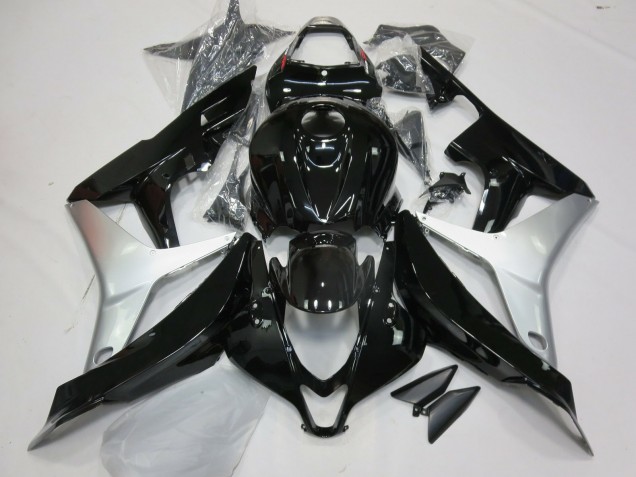 Glänzendes Schwarz & Silber 2007-2008 Honda CBR600RR Motorrad Verkleidungen Glänzendes Schwarz & Silber 2007-2008 Honda CBR600RR Motorrad Verkleidungen