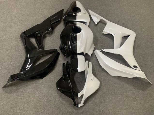 Glänzendes Schwarz/Weiß-Split 2007-2008 Honda CBR600RR Motorrad Verkleidungen Glänzendes Schwarz/Weiß-Split 2007-2008 Honda CBR600RR Motorrad Verkleidungen