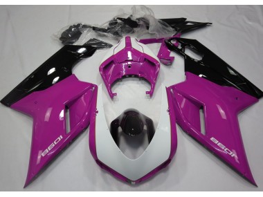 Glanzrosa & Weiß 2007-2014 Ducati 848 1098 1198 Motorrad Verkleidungen