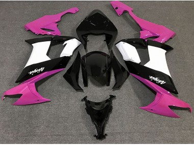 Glanzrosa Schwarz & Weiß 2008-2010 Kawasaki ZX10R Motorrad Verkleidungen