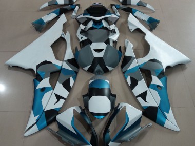 Gletscherblauer Schnee Tarnung 2008-2016 Yamaha R6 Motorrad Verkleidungen