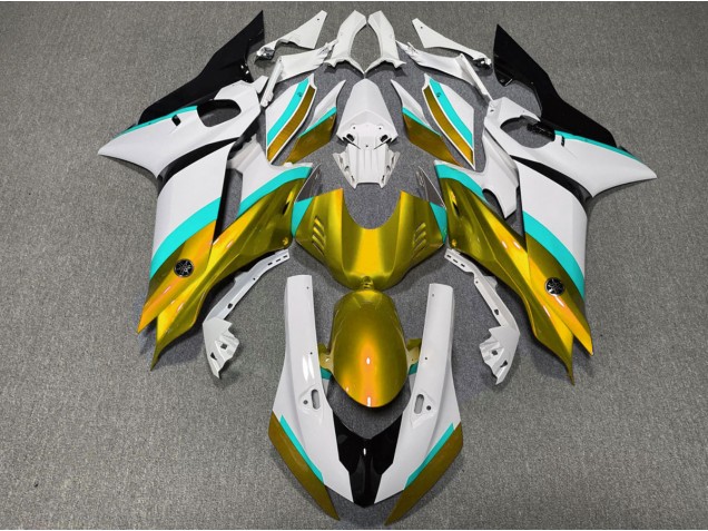 Gold & Hellblau Glanz 2017-2021 Yamaha R6 Motorrad Verkleidungen Gold & Hellblau Glanz 2017-2021 Yamaha R6 Motorrad Verkleidungen