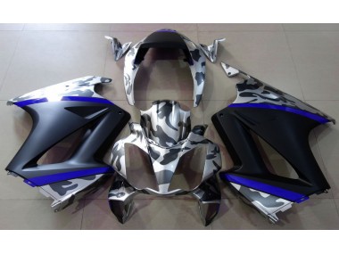 Grau Tarnung & Blau 2002-2012 Honda VFR800 Motorrad Verkleidungen