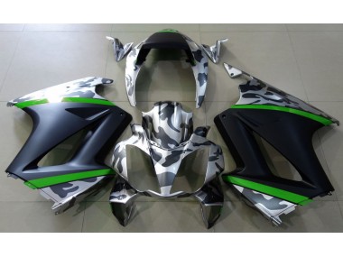 Grau Tarnung & Grün 2002-2012 Honda VFR800 Motorrad Verkleidungen