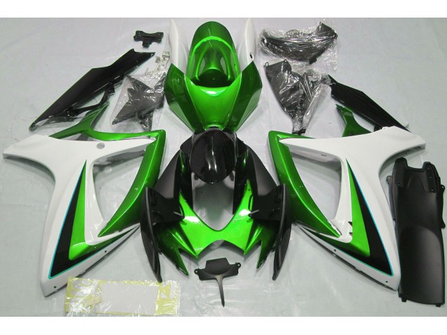 Grün-Weiß 2006-2007 Suzuki GSXR 600-750 Motorrad Verkleidungen Grün-Weiß 2006-2007 Suzuki GSXR 600-750 Motorrad Verkleidungen