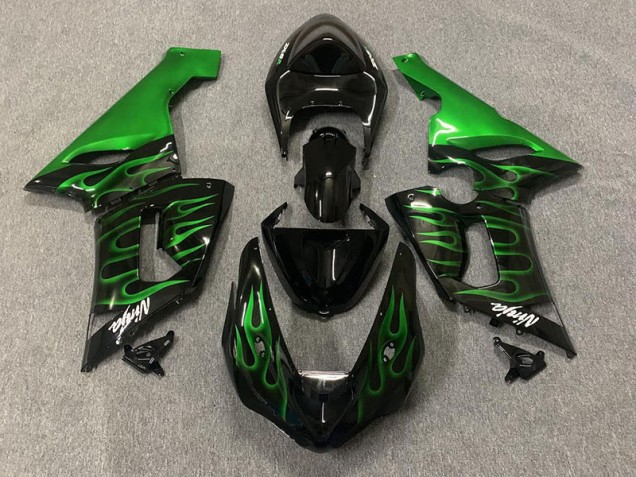 Grün Flamme 2005-2006 Kawasaki ZX6R Motorrad Verkleidungen Grün Flamme 2005-2006 Kawasaki ZX6R Motorrad Verkleidungen