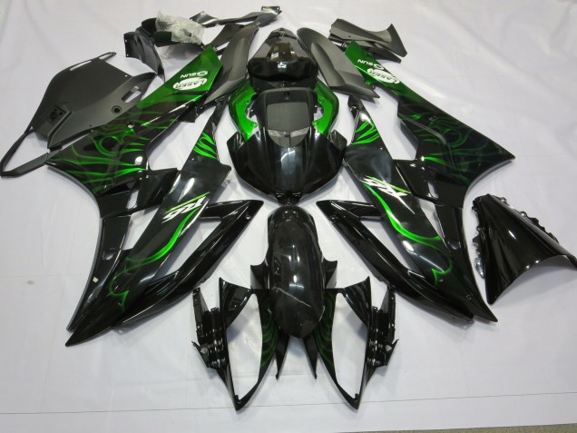 Grün Flamme 2006-2007 Yamaha R6 Motorrad Verkleidungen Grün Flamme 2006-2007 Yamaha R6 Motorrad Verkleidungen