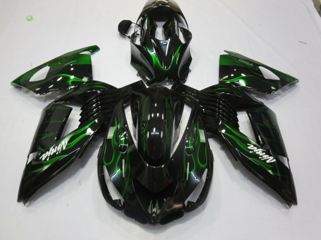 Grün Flamme 2006-2011 Kawasaki ZX14R Motorrad Verkleidungen Grün Flamme 2006-2011 Kawasaki ZX14R Motorrad Verkleidungen