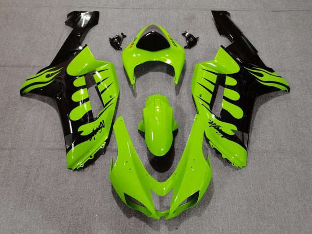 Grün Flamme 2007-2008 Kawasaki ZX6R Motorrad Verkleidungen Grün Flamme 2007-2008 Kawasaki ZX6R Motorrad Verkleidungen