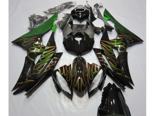 Grün Flamme 2008-2016 Yamaha R6 Motorrad Verkleidungen Grün Flamme 2008-2016 Yamaha R6 Motorrad Verkleidungen